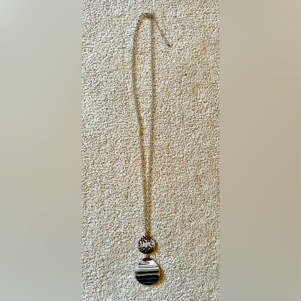 Silver oval pendants and 30” necklace